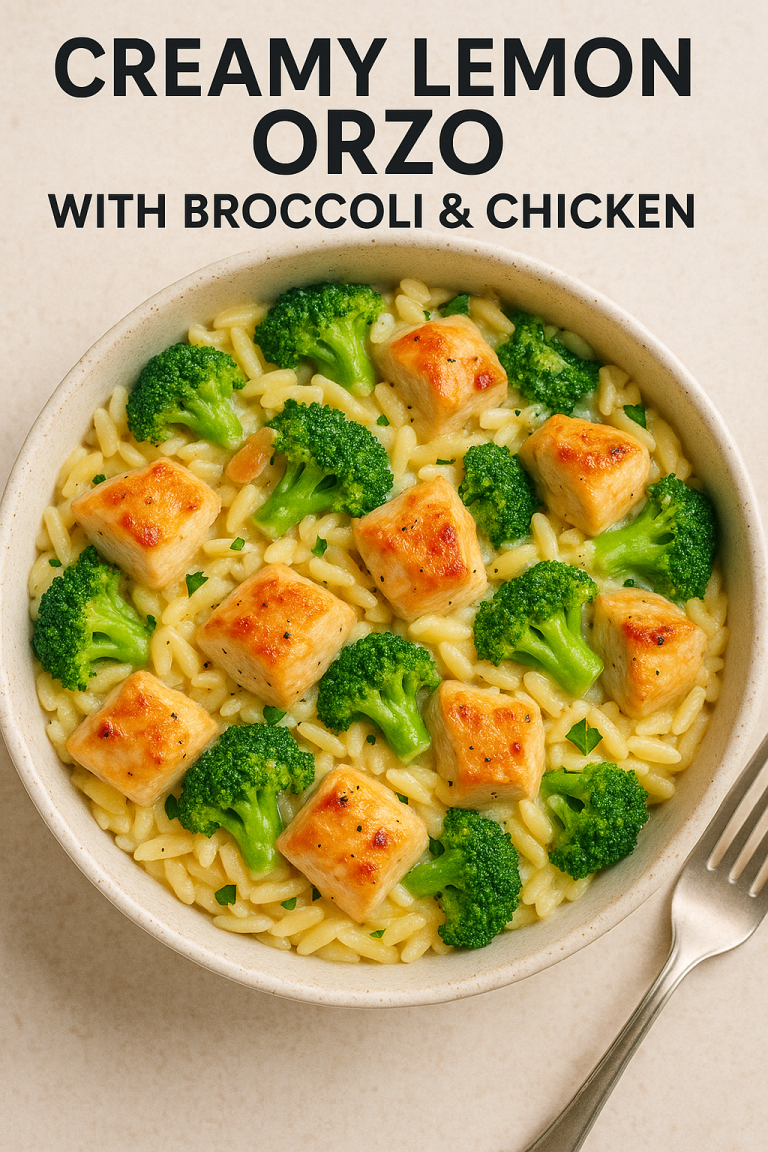 🍋 Creamy Lemon Orzo with Broccoli & Chicken